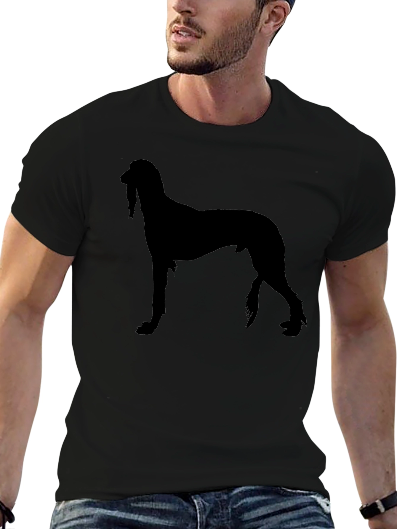 Afghan Hound Silhouette Black T-Shirt
