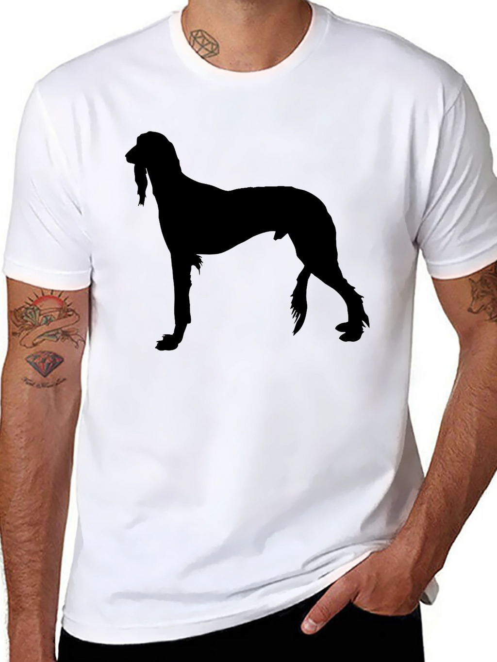 Afghan Hound Silhouette Black T-Shirt