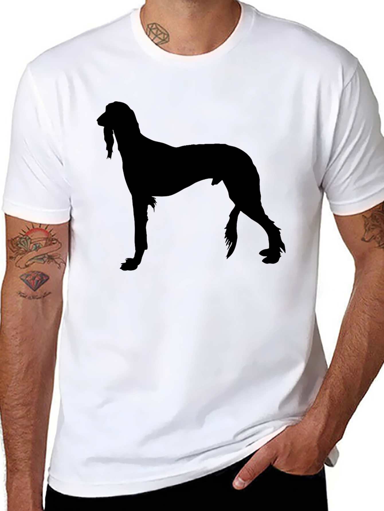 Afghan Hound Silhouette Black T-Shirt