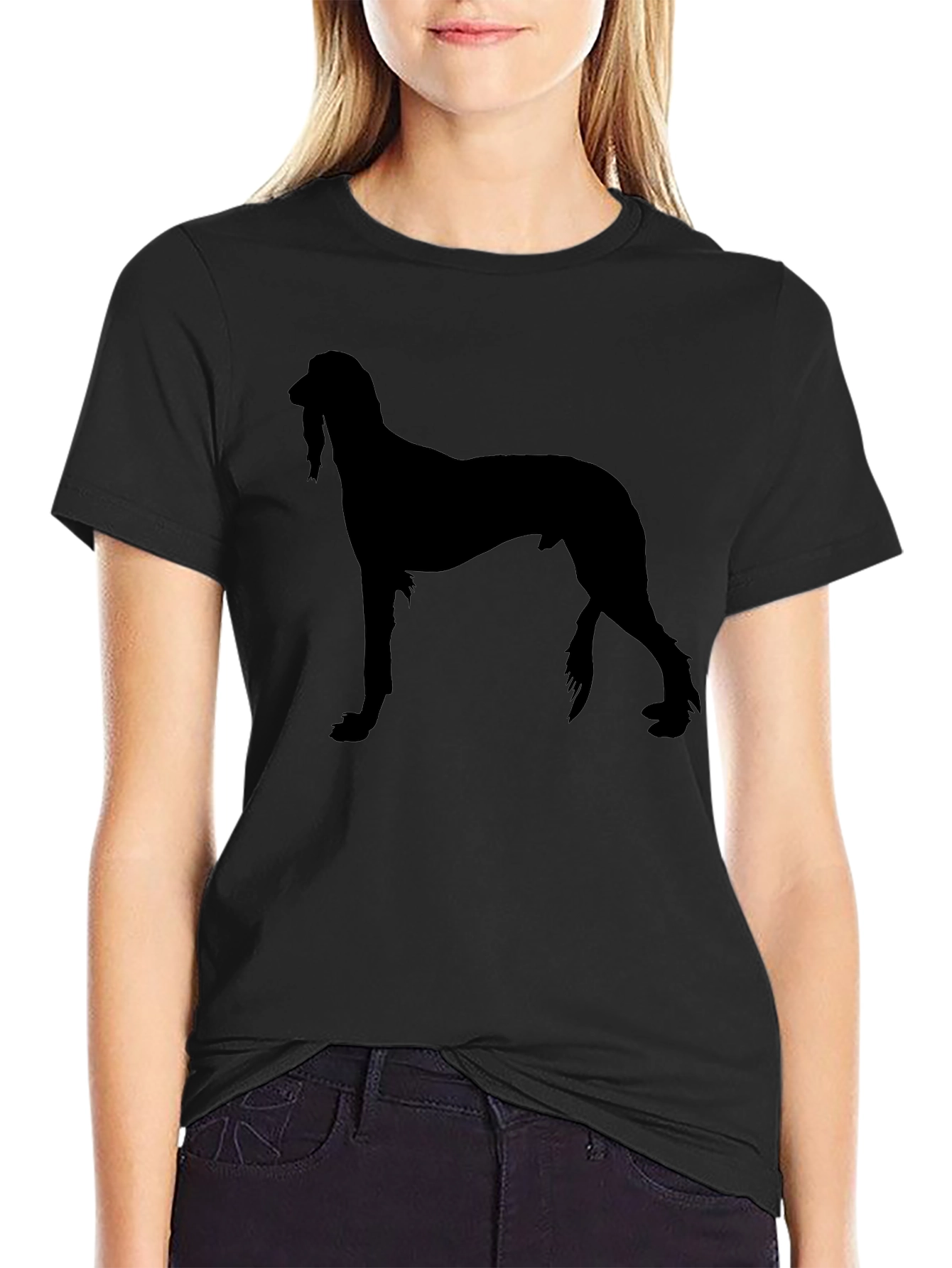 Afghan Hound Silhouette Black T-Shirt