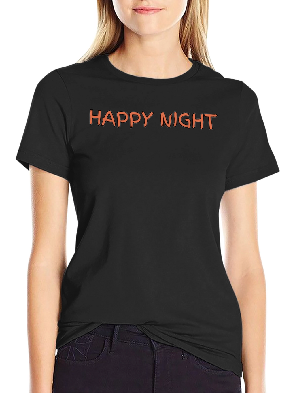 Happy Night Graphic Tee - Black Cotton T-Shirt