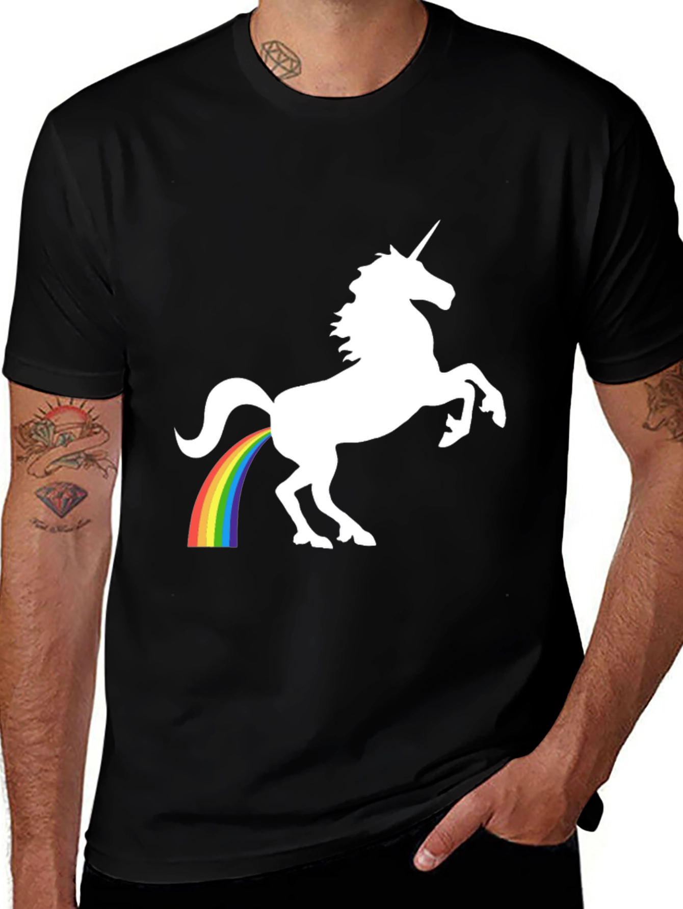 Unicorn Rainbow Poop T-Shirt - Black