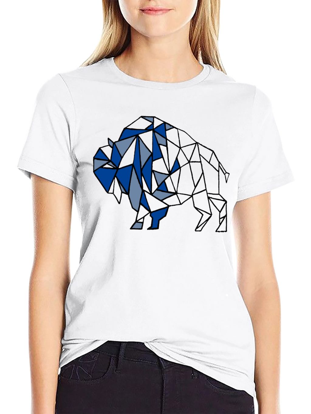Geometric Buffalo Graphic Tee - Black