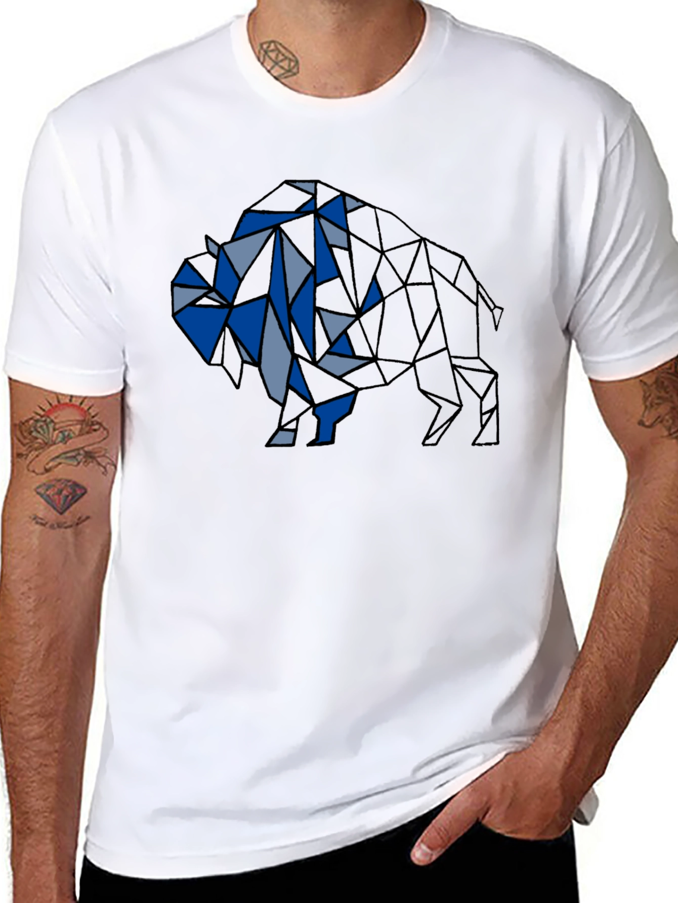 Geometric Buffalo Graphic Tee - Black