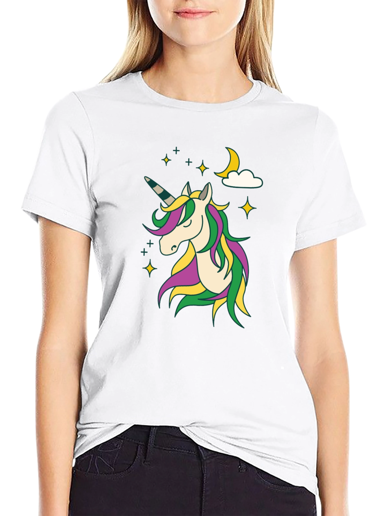 Unicorn Graphic Print Crew Neck Tee