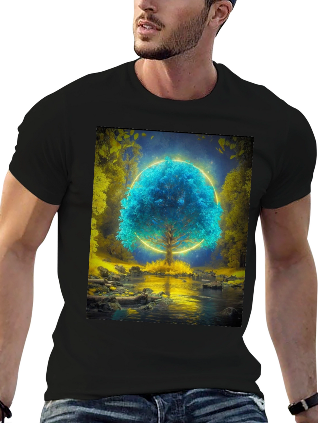 Mystic Tree Graphic T-Shirt - Black