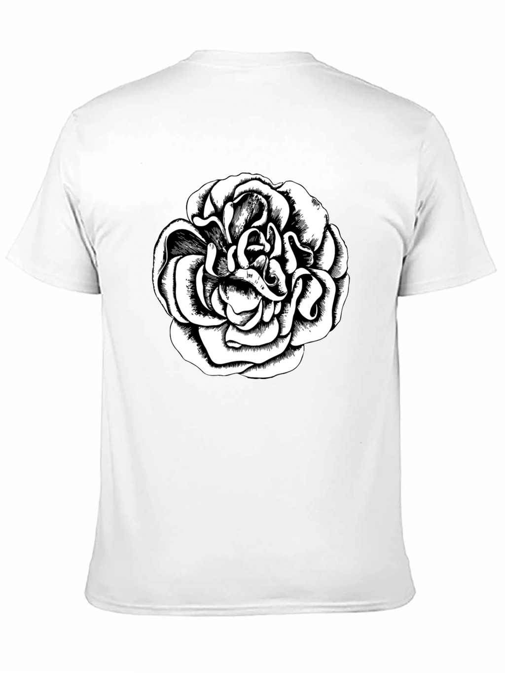 Black T-Shirt with Graphic Rose Design