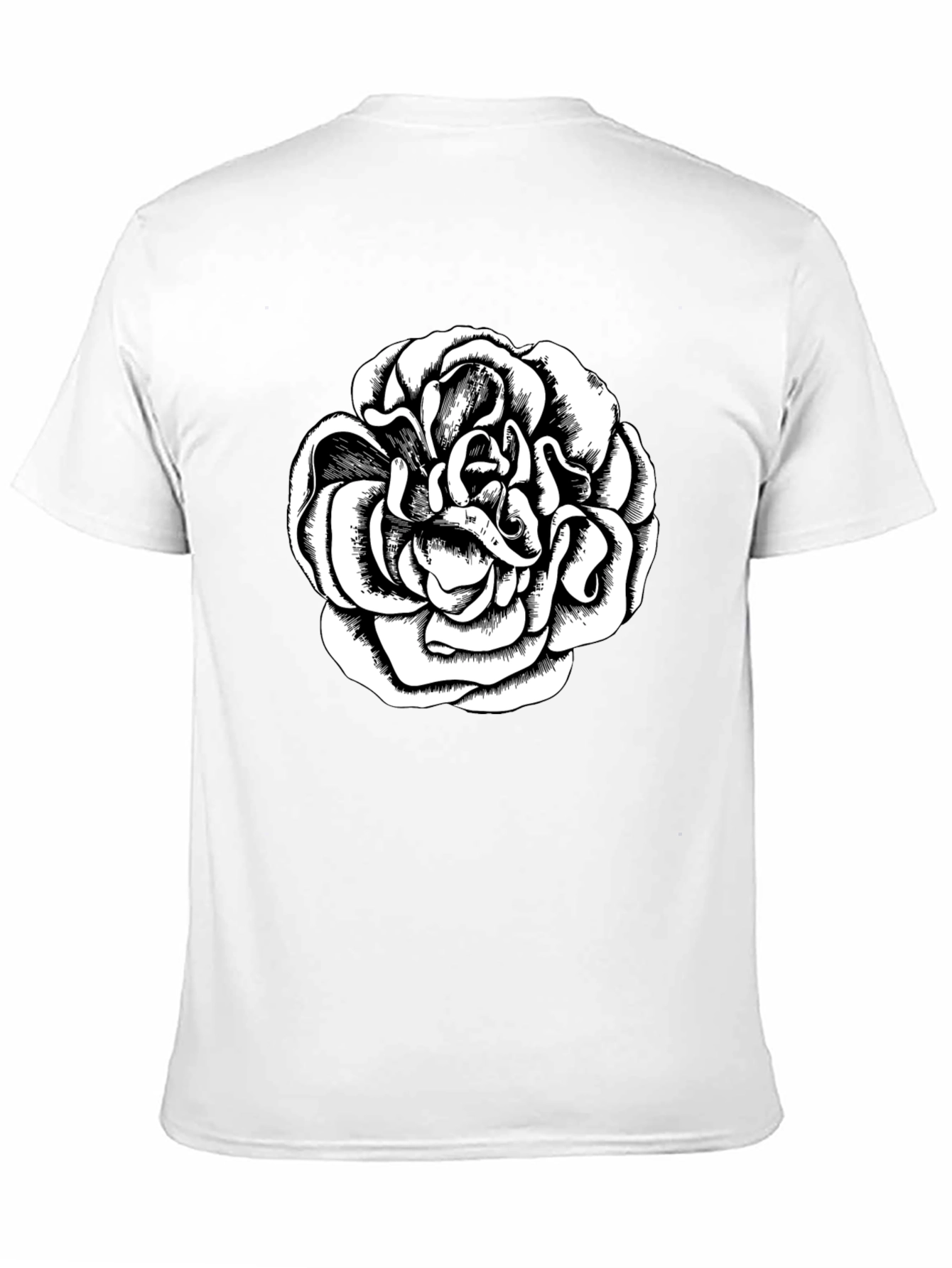 Black T-Shirt with Graphic Rose Design