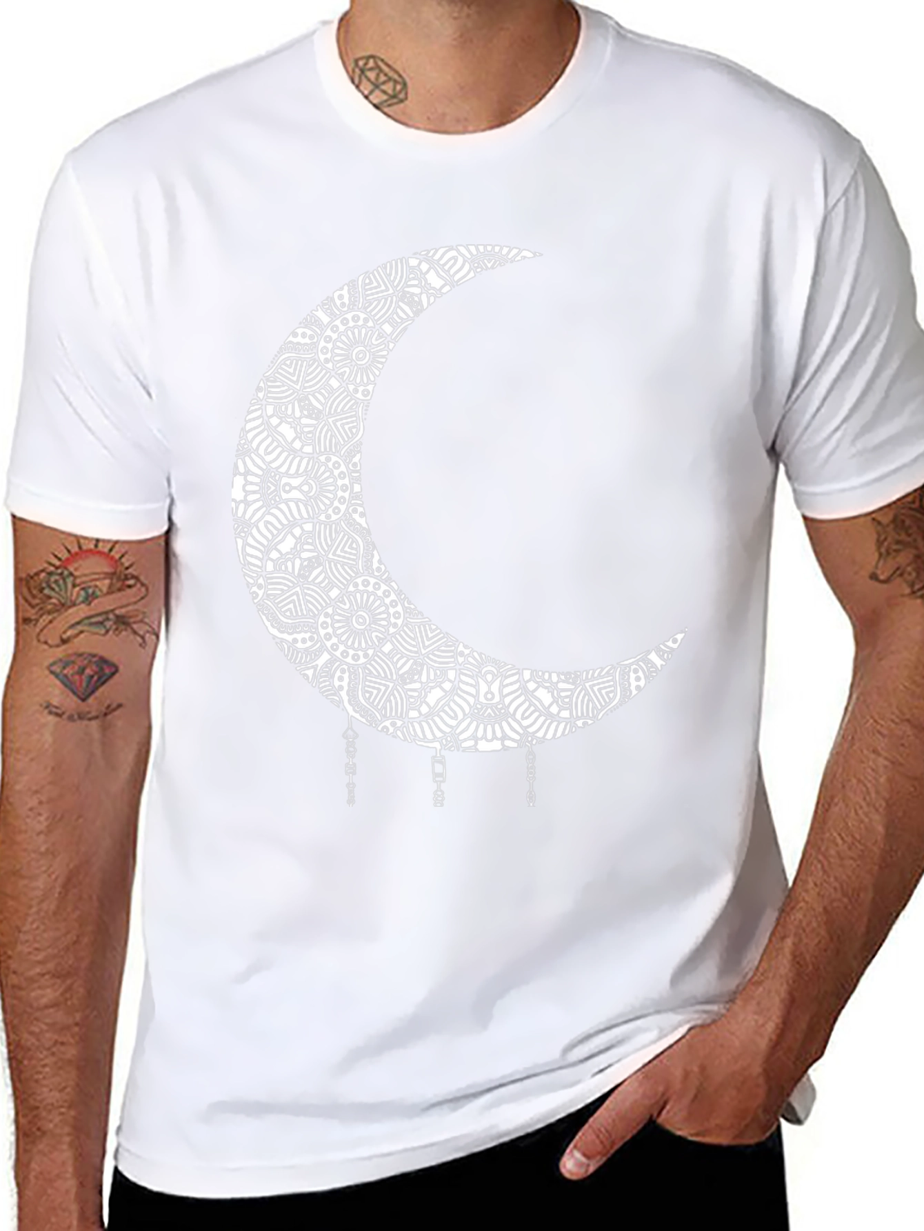 Boho Moon Mandala Graphic Black T-Shirt