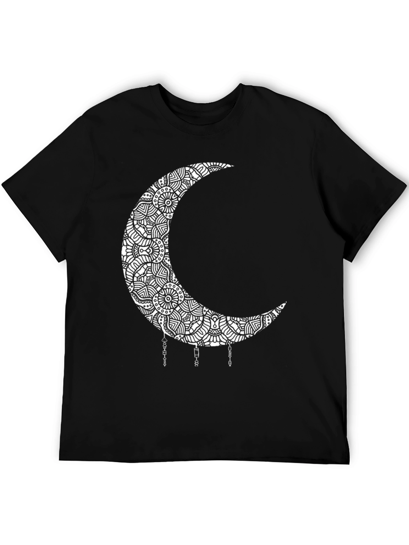 Boho Moon Mandala Graphic Black T-Shirt