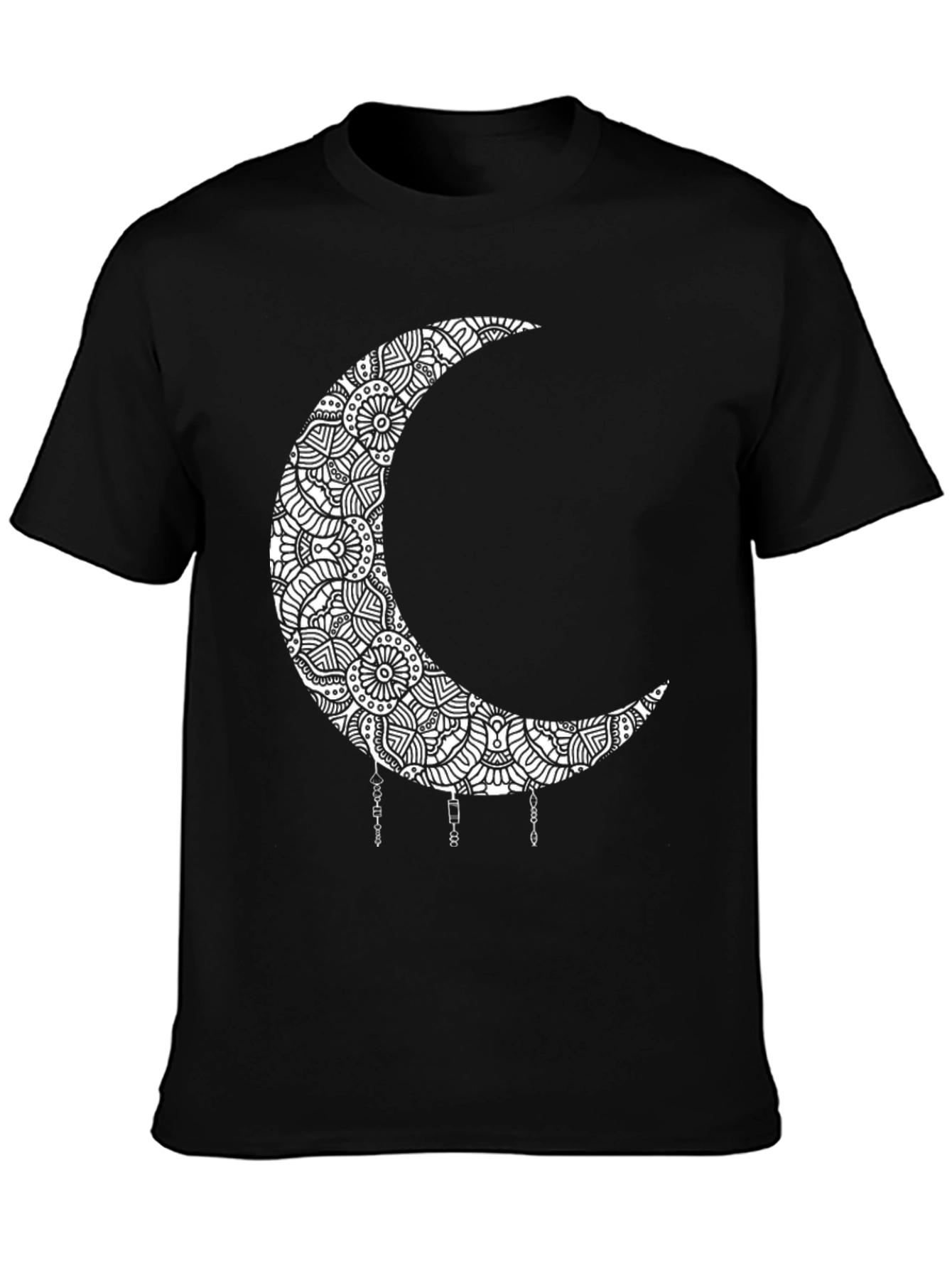 Boho Moon Mandala Graphic Black T-Shirt