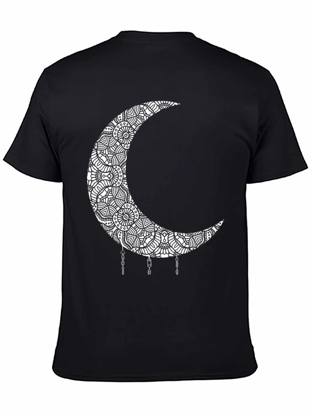 Boho Moon Mandala Graphic Black T-Shirt