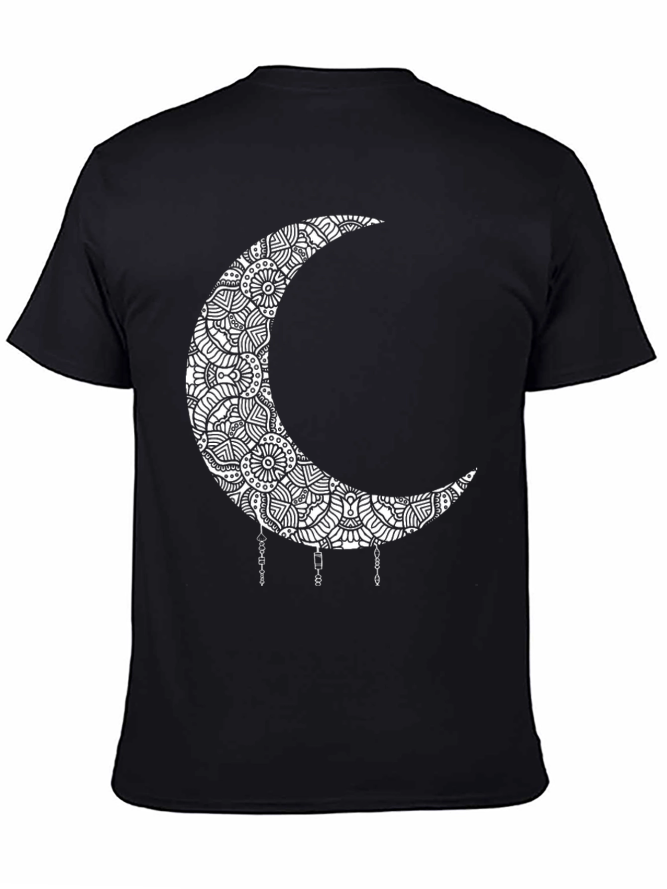 Boho Moon Mandala Graphic Black T-Shirt