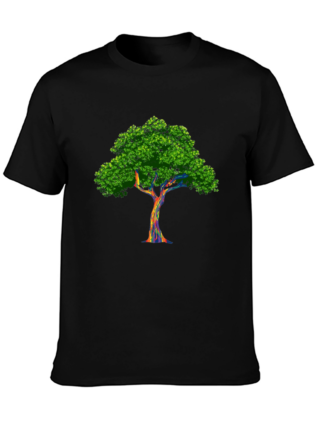 Rainbow Tree Graphic Black T-Shirt