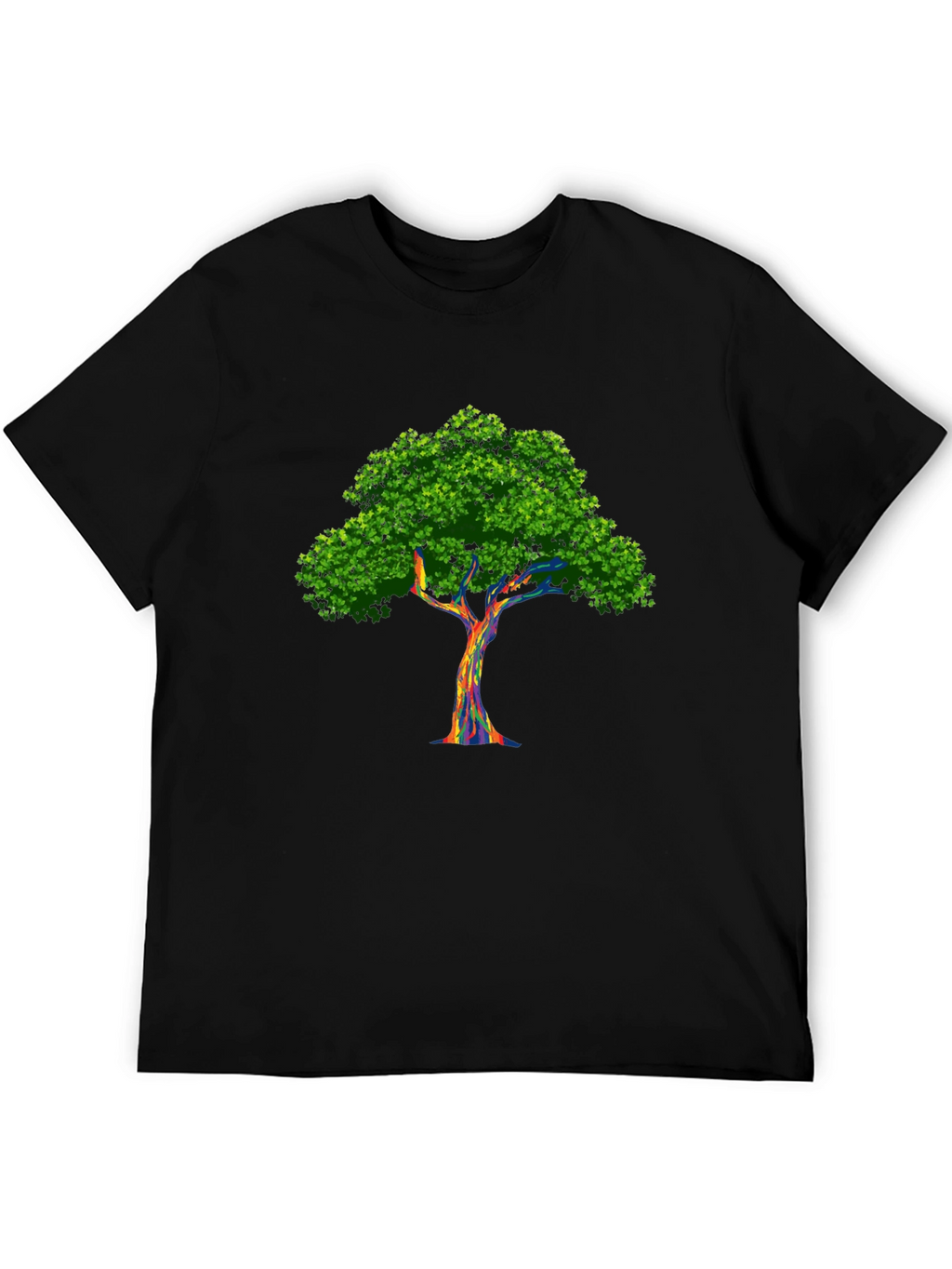 Rainbow Tree Graphic Black T-Shirt