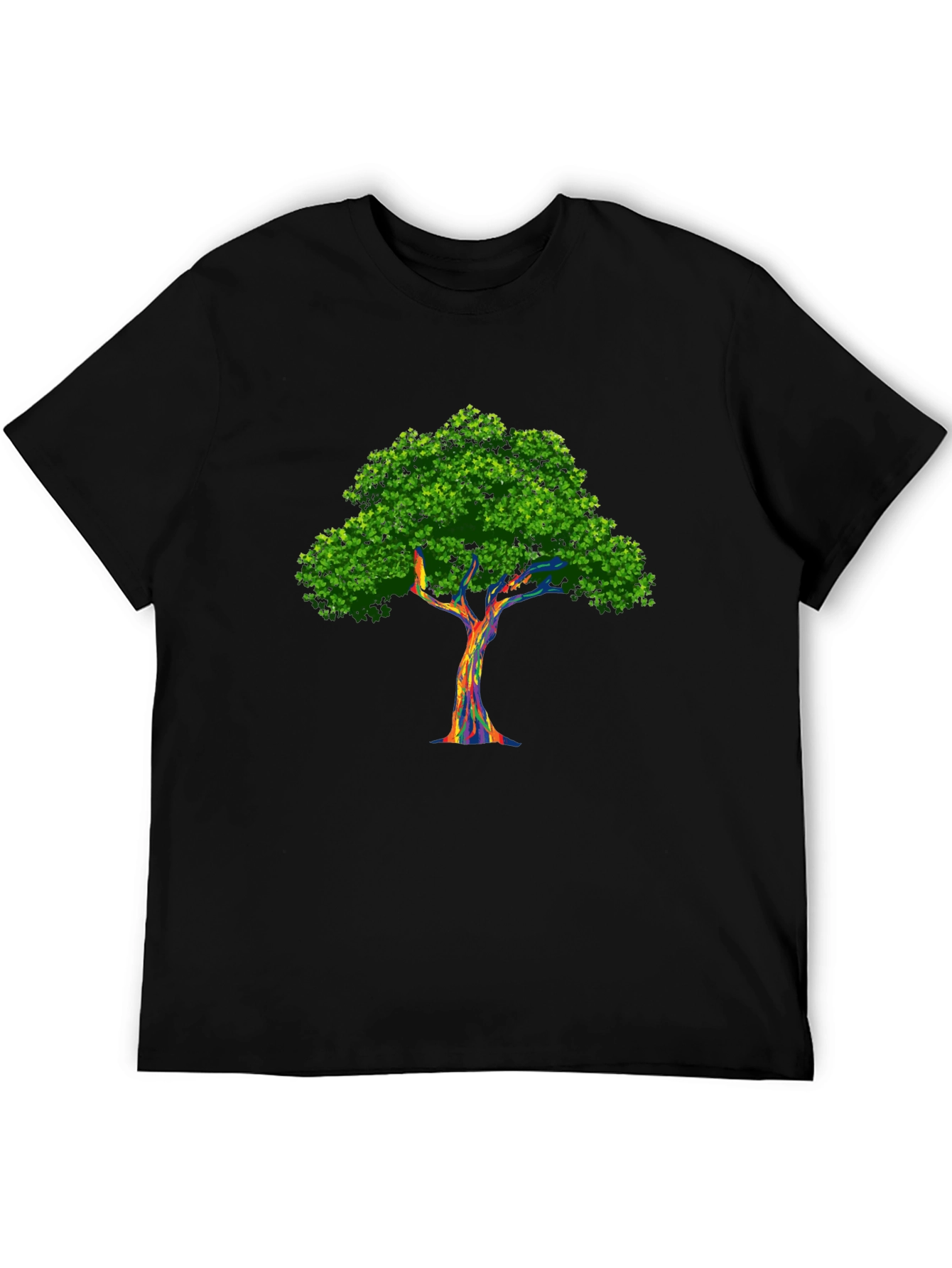 Rainbow Tree Graphic Black T-Shirt