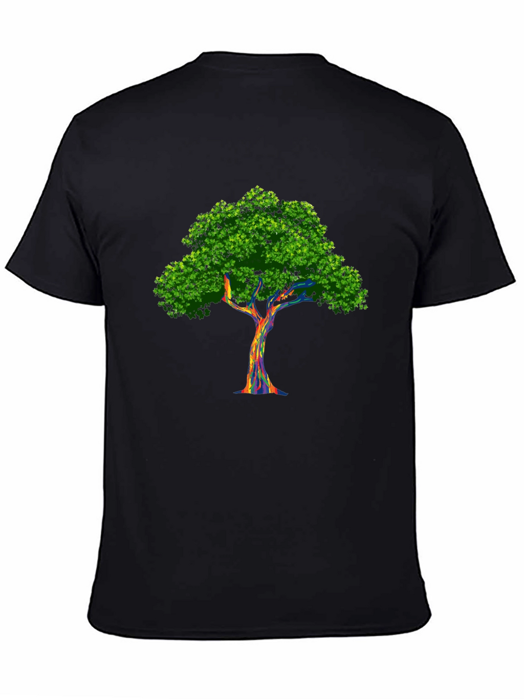 Rainbow Tree Graphic Black T-Shirt