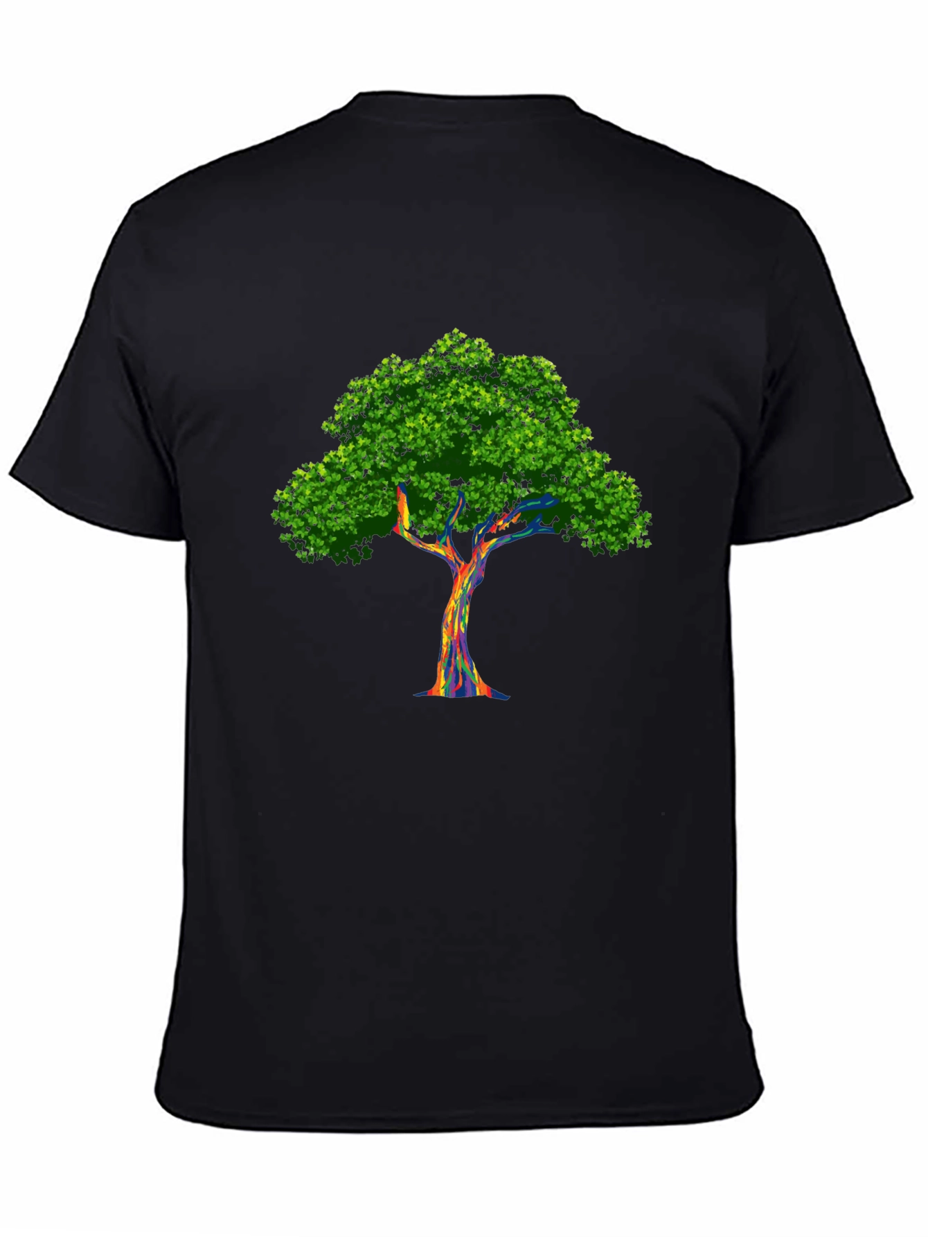 Rainbow Tree Graphic Black T-Shirt