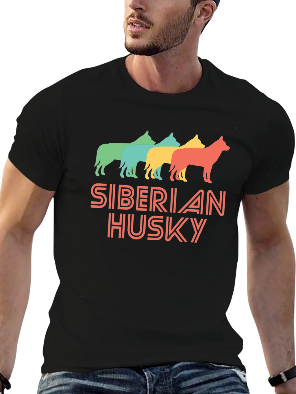 Siberian Husky Retro Style T-Shirt