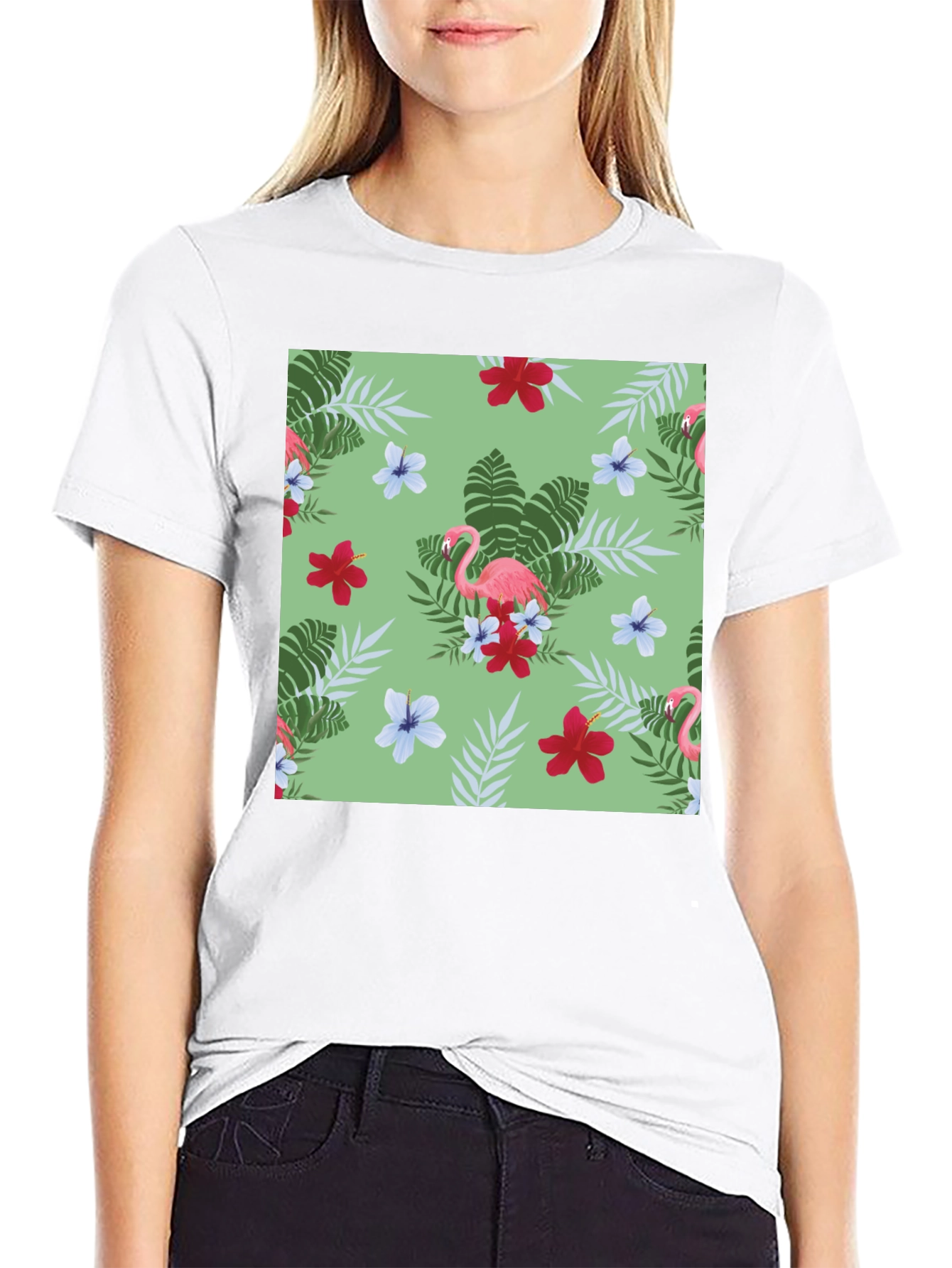 Tropical Flamingo Print T-Shirt