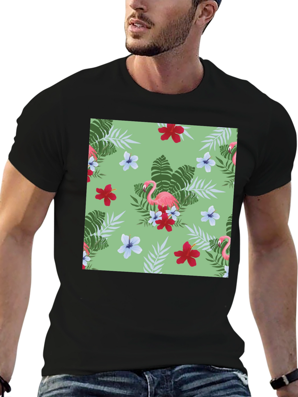 Tropical Flamingo Print T-Shirt