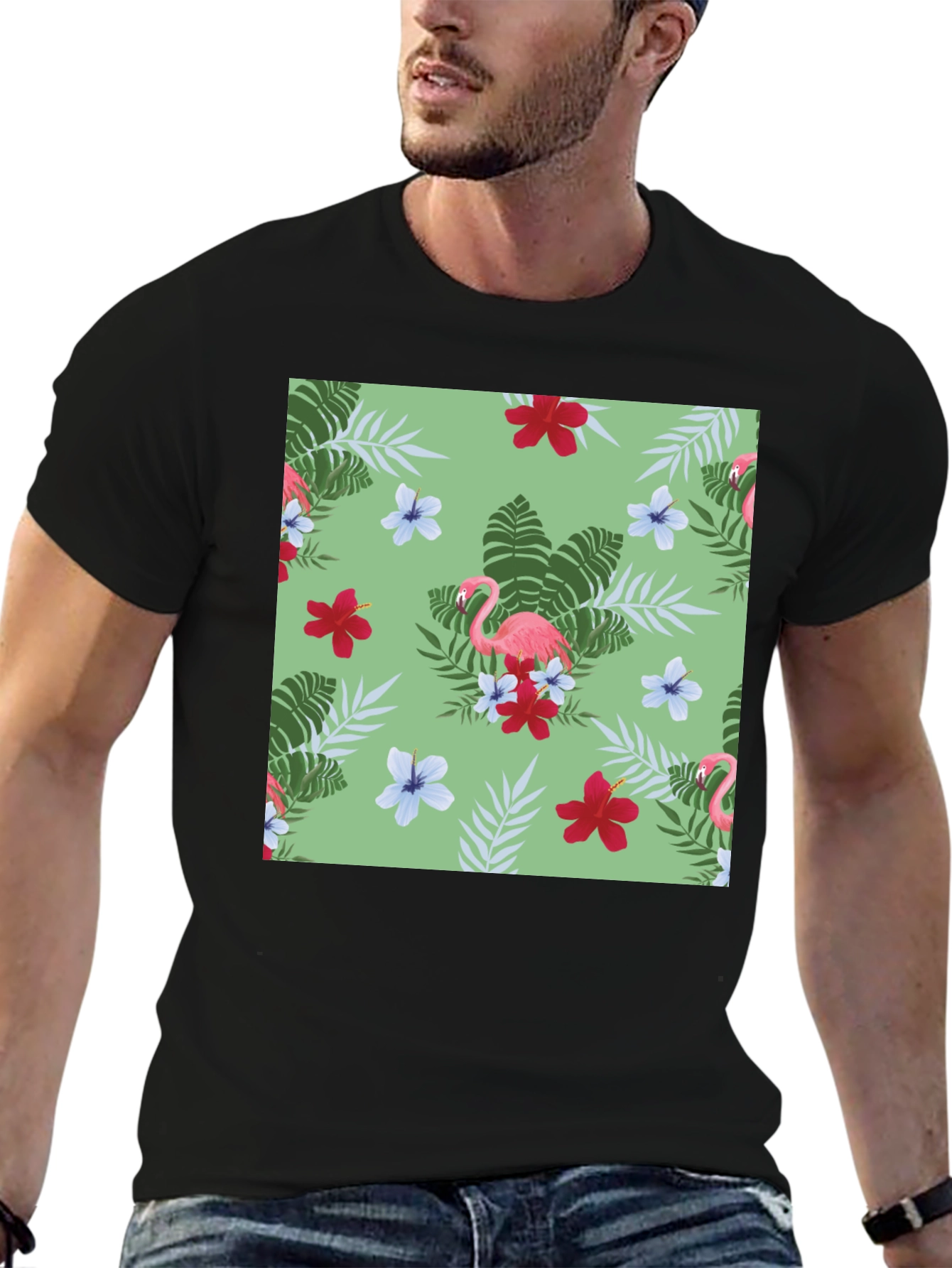 Tropical Flamingo Print T-Shirt