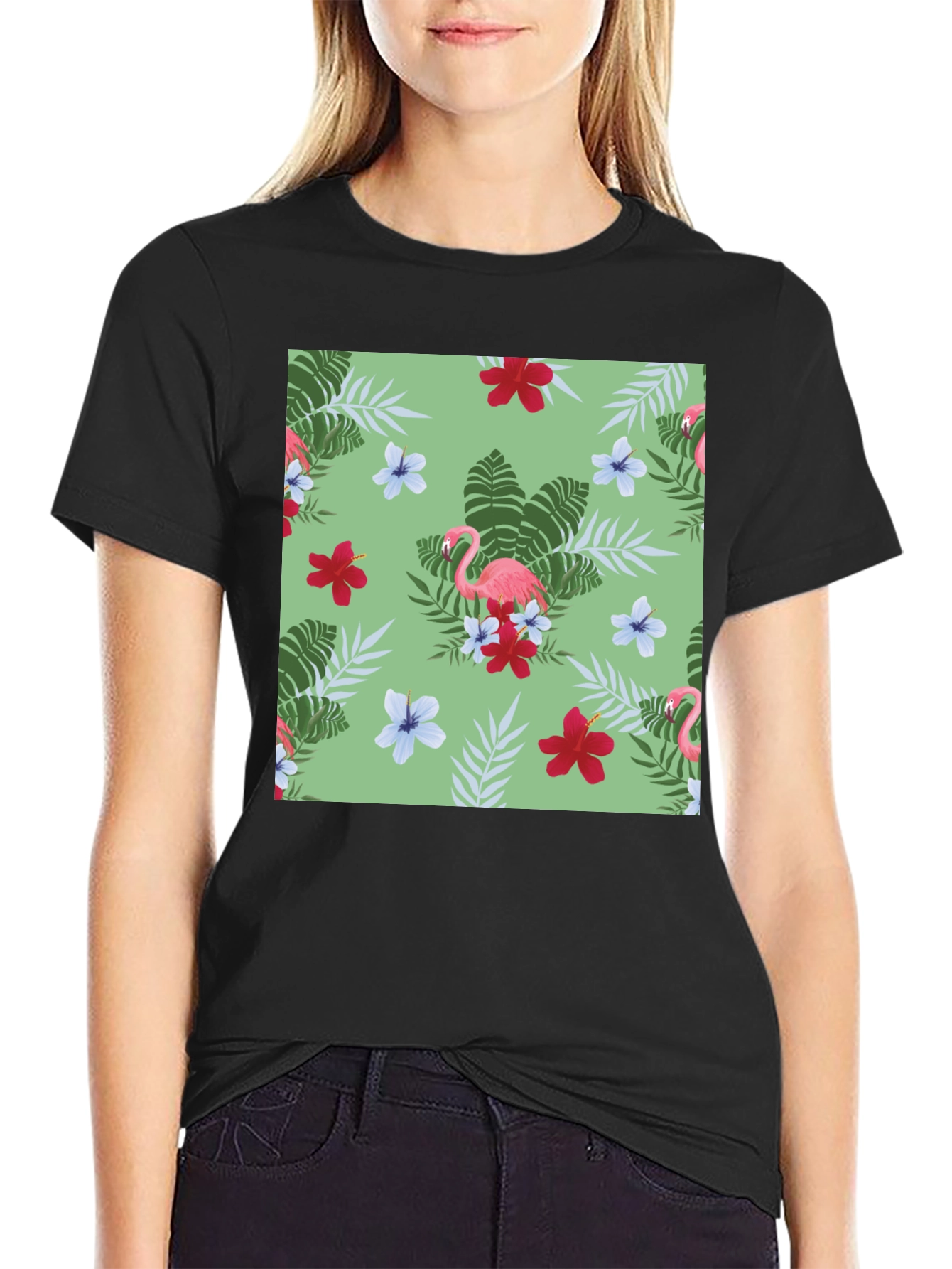 Tropical Flamingo Print T-Shirt