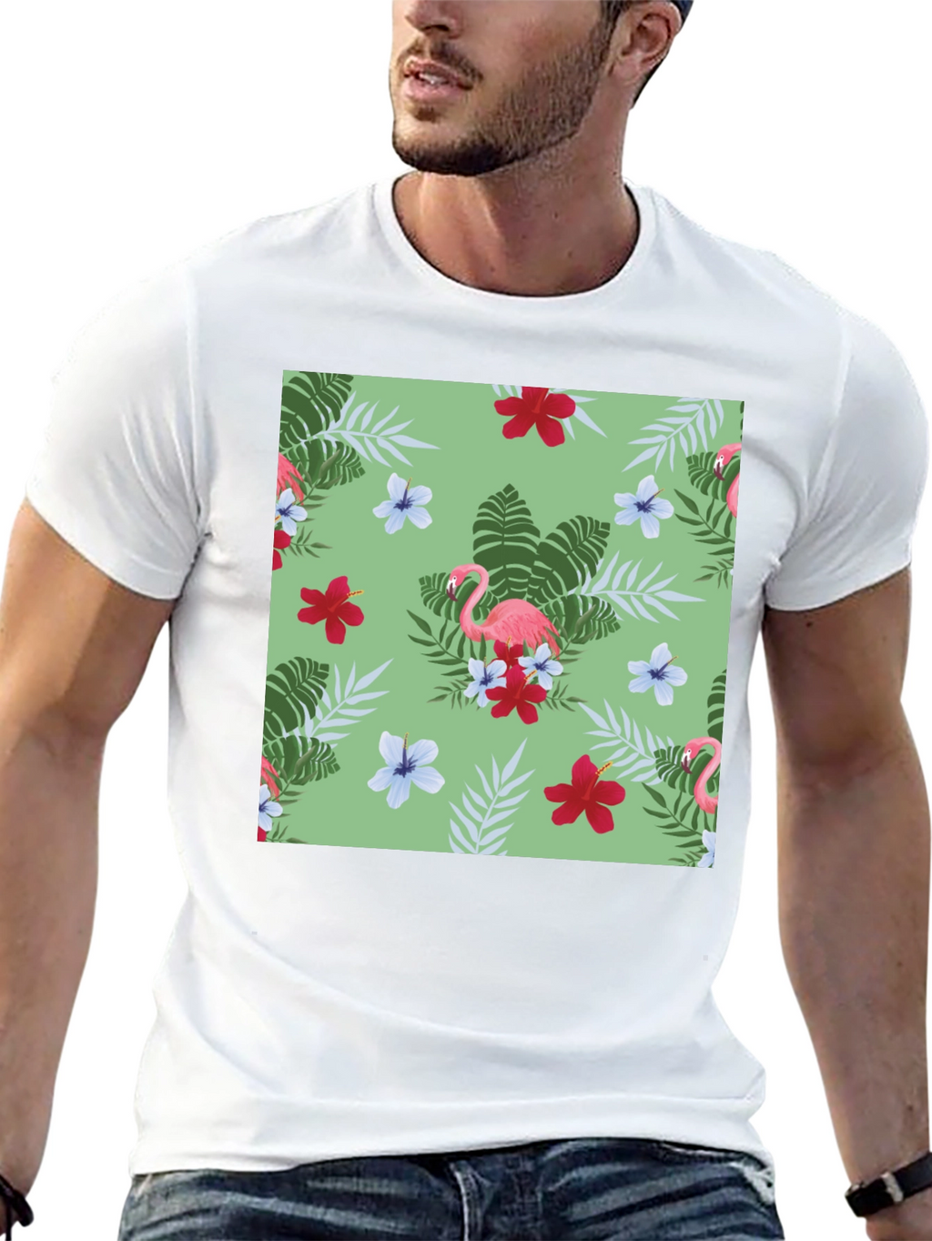 Tropical Flamingo Print T-Shirt