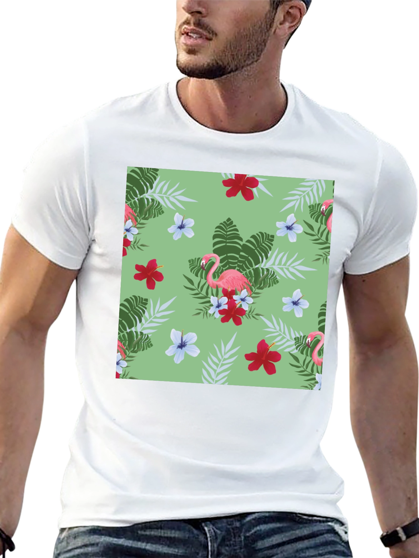 Tropical Flamingo Print T-Shirt