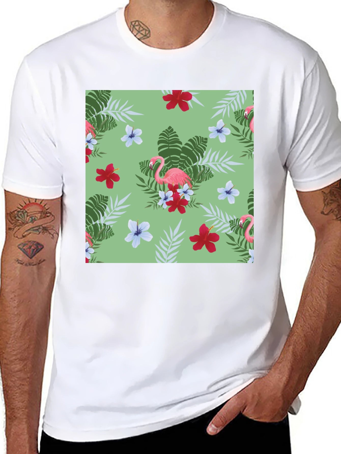 Tropical Flamingo Print T-Shirt