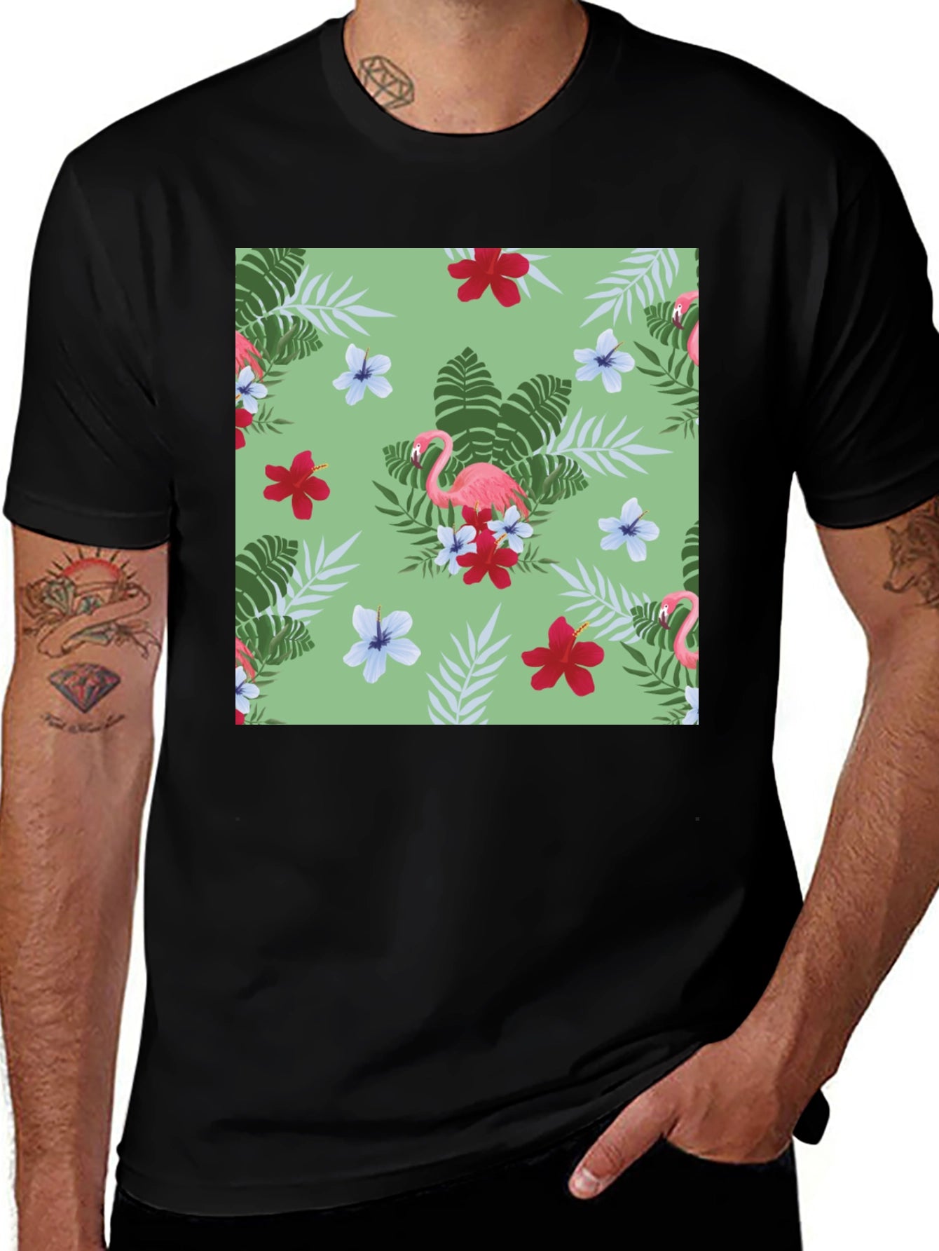 Tropical Flamingo Print T-Shirt