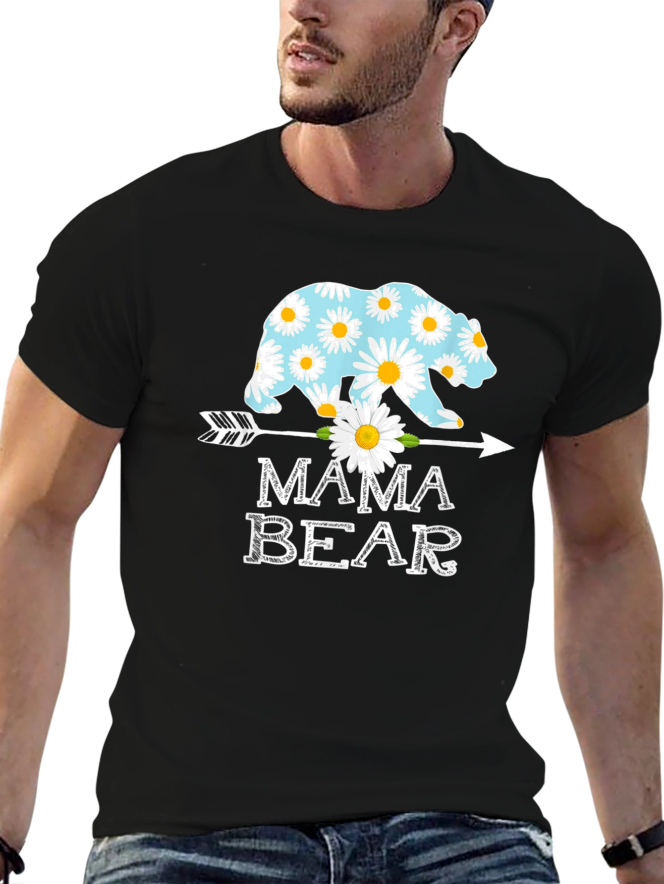 Mama Bear Graphic T-Shirt with Daisy Bear Design