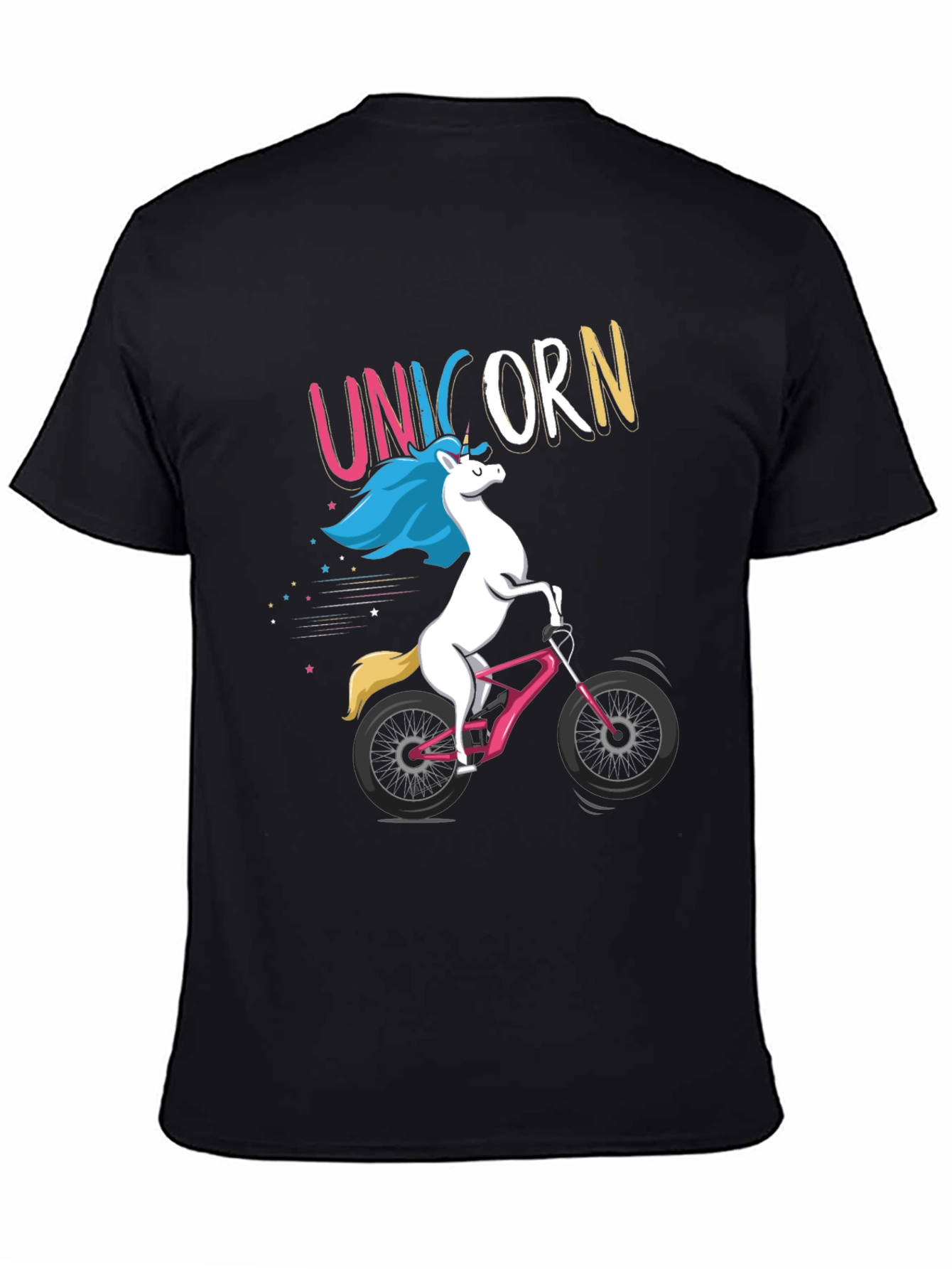 Unicorn Bike Rider Graphic Tee - Black