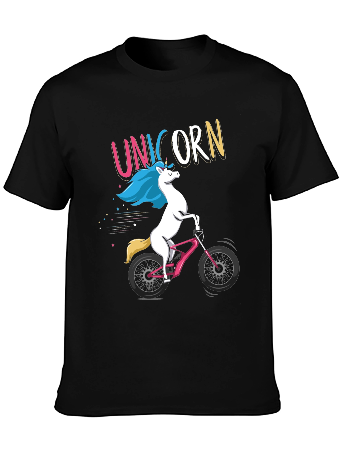 Unicorn Bike Rider Graphic Tee - Black
