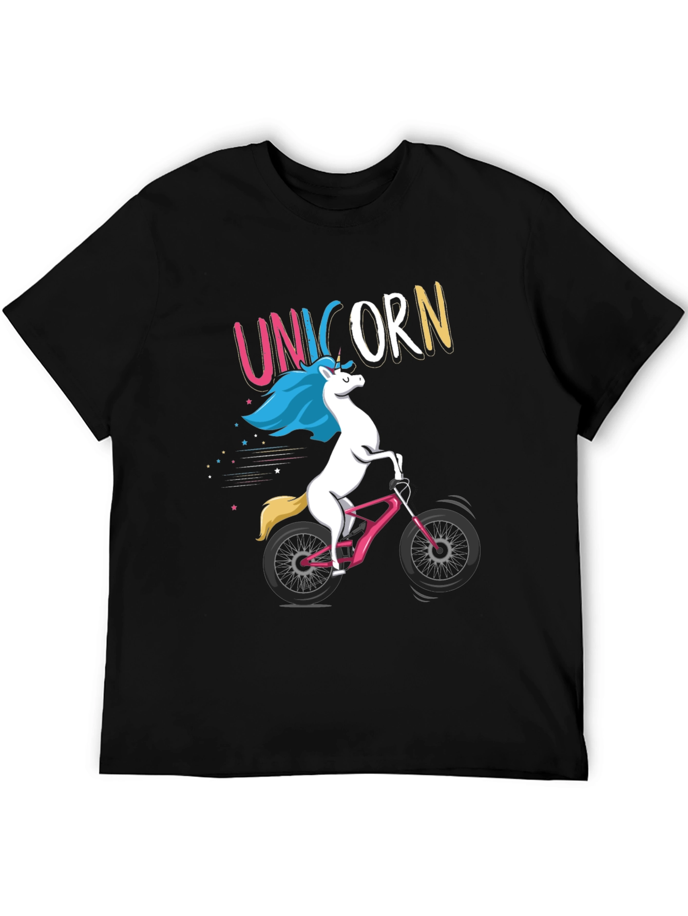 Unicorn Bike Rider Graphic Tee - Black