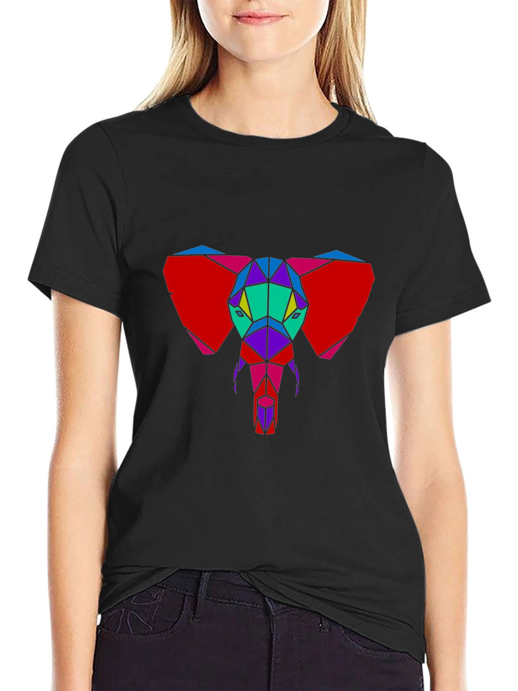 Geometric Elephant Graphic Tee - Unique Design