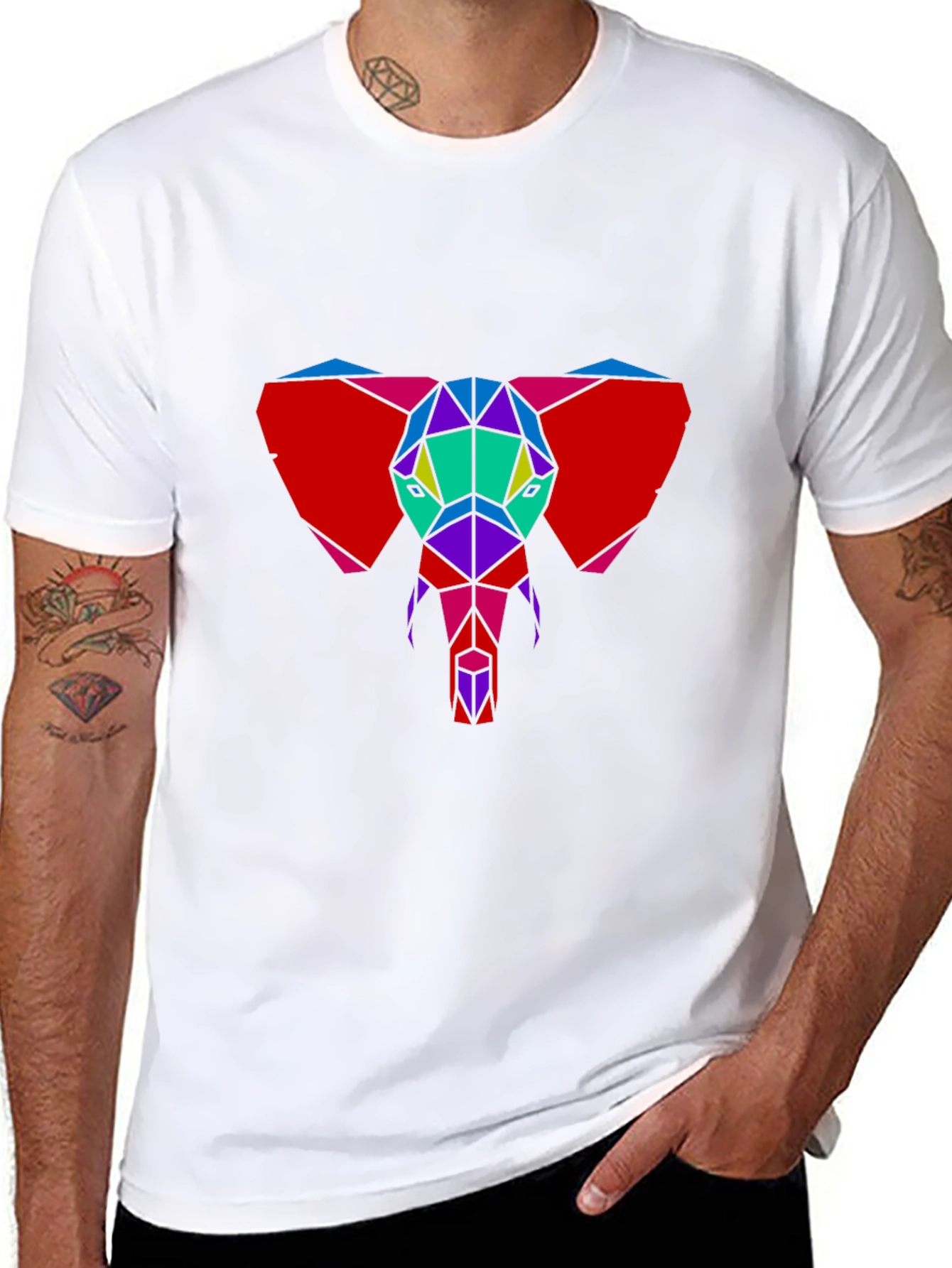Geometric Elephant Graphic Tee - Unique Design