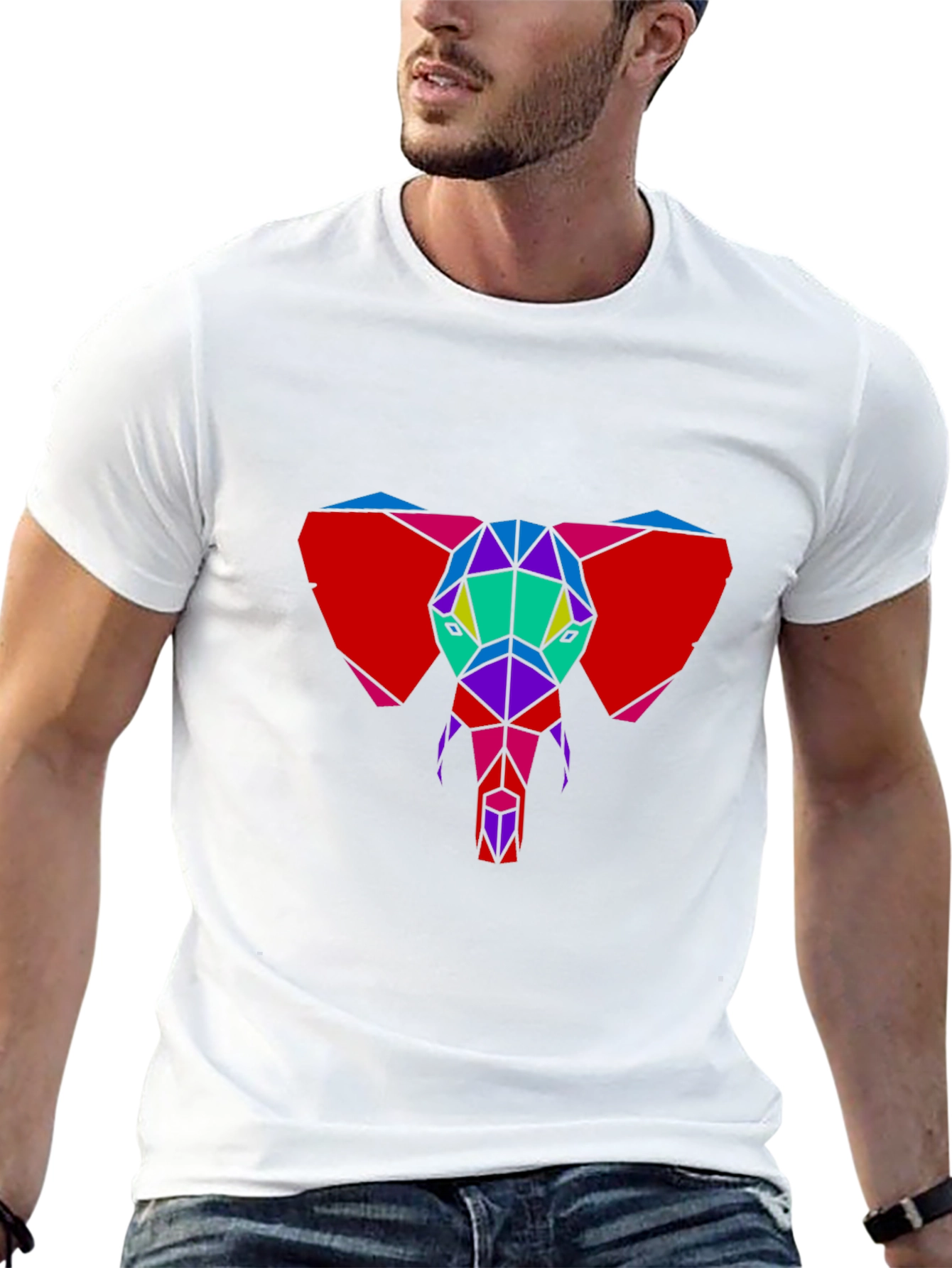 Geometric Elephant Graphic Tee - Unique Design
