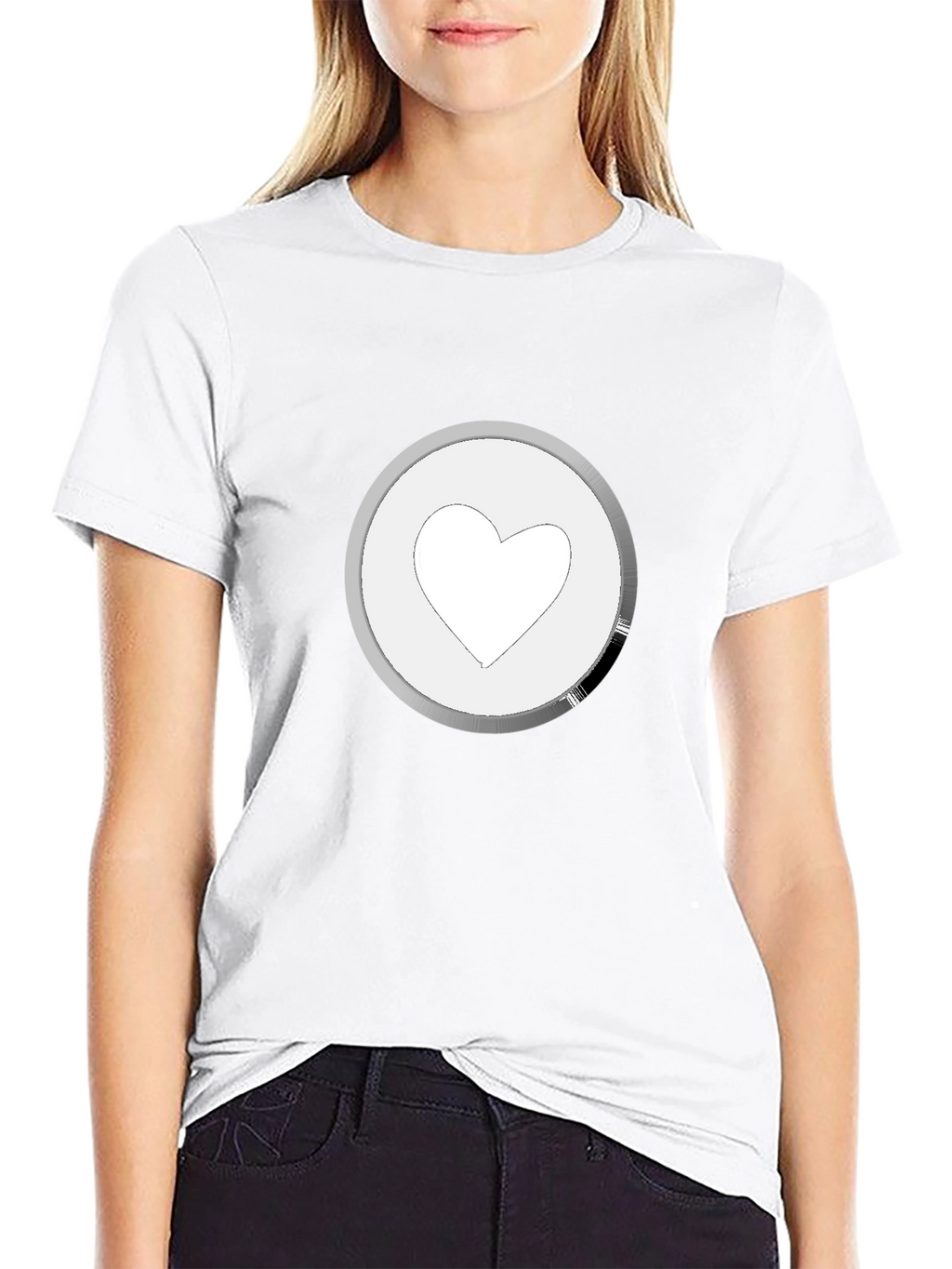Heart Icon Graphic Tee - Black Cotton Casual Shirt