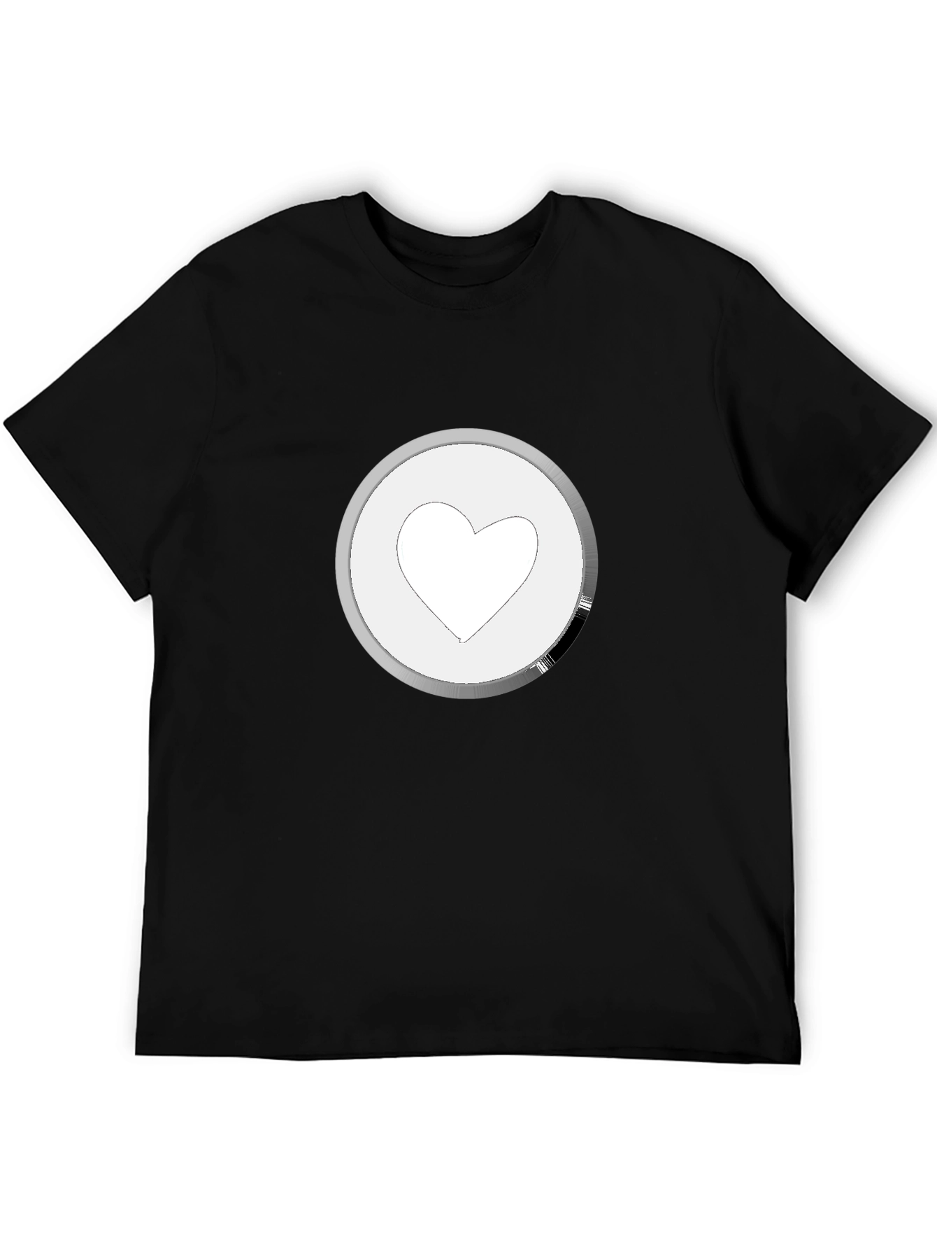 Heart Icon Graphic Tee - Black Cotton Casual Shirt