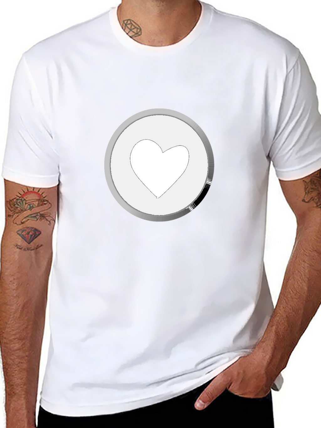 Heart Icon Graphic Tee - Black Cotton Casual Shirt