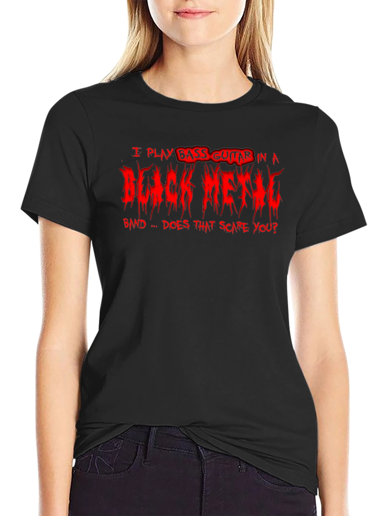 Black Metal Bass Guitarist Graphic T-Shirt