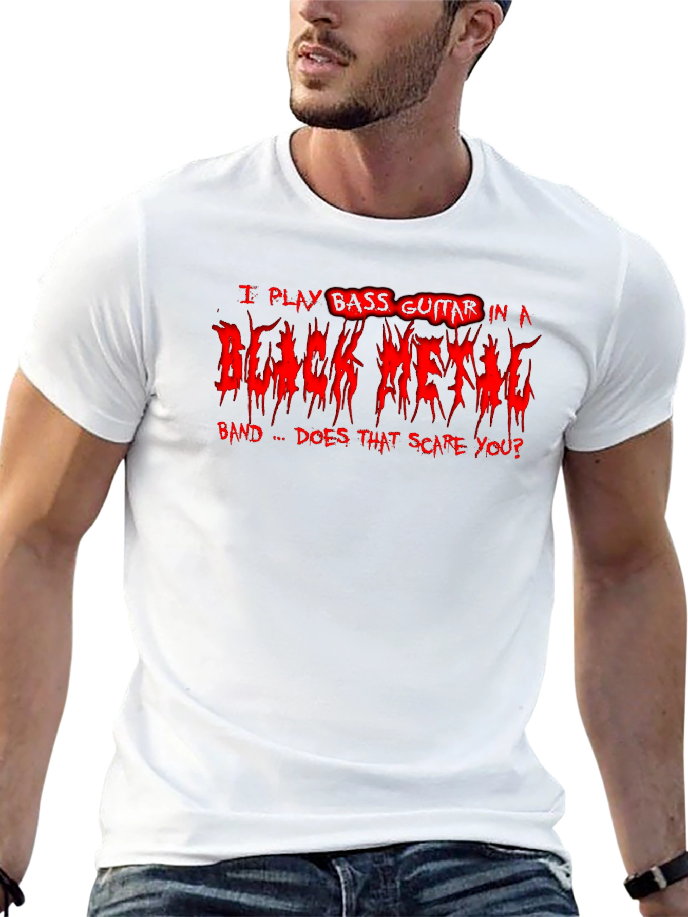 Black Metal Bass Guitarist Graphic T-Shirt