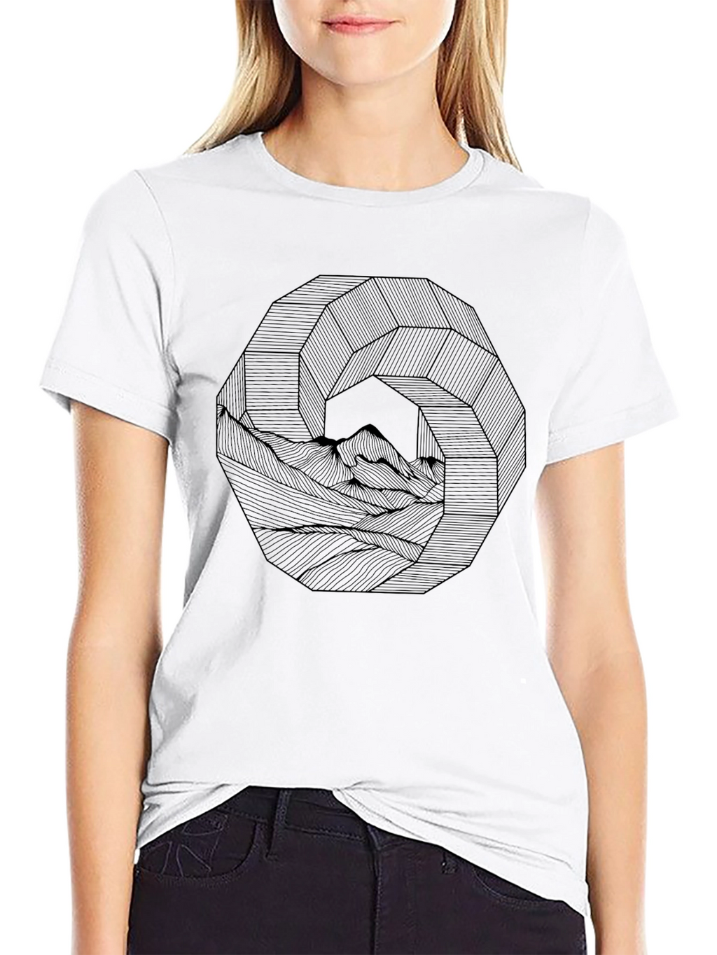 Geometric Mountainscape Black Graphic Tee