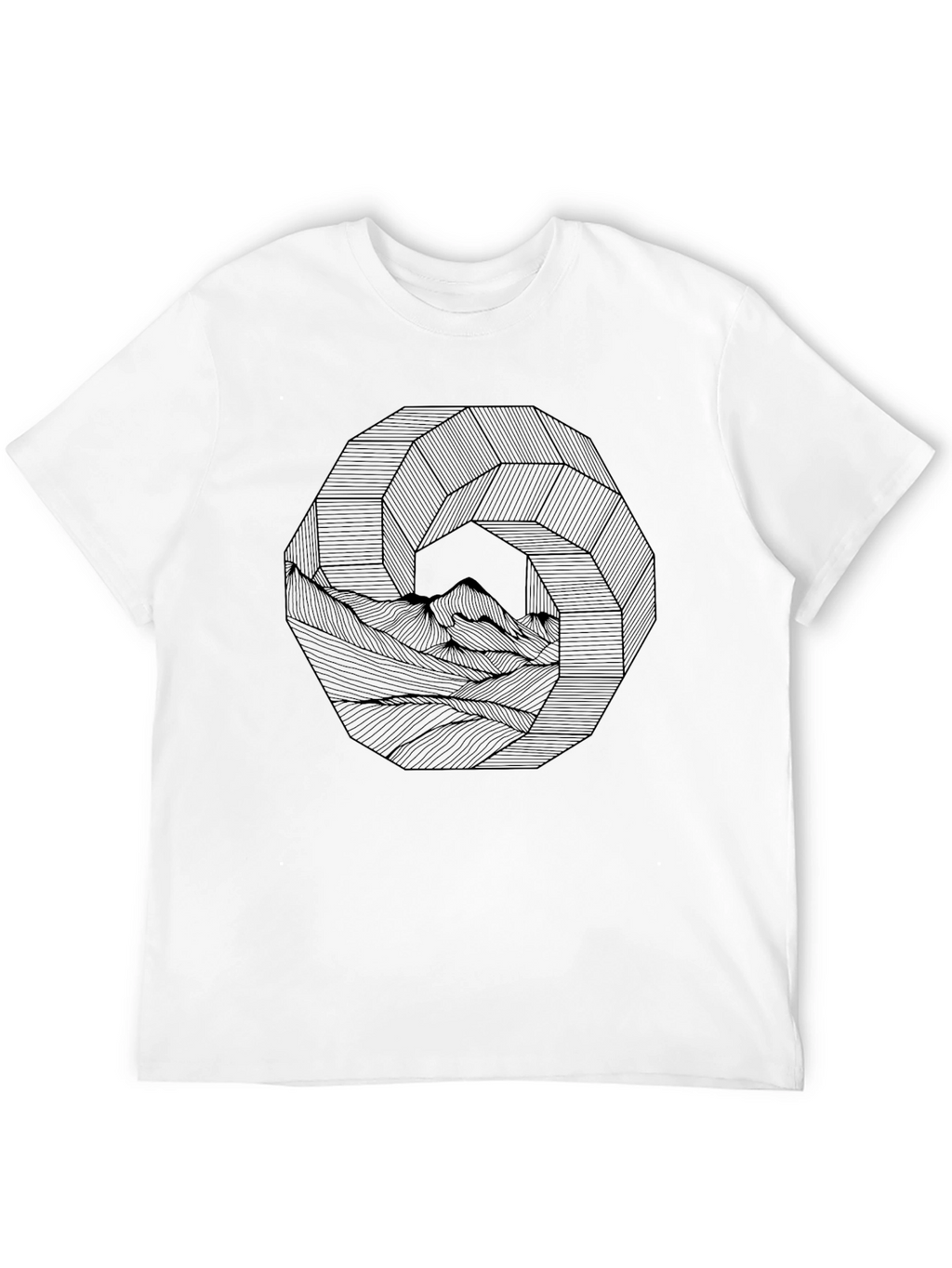 Geometric Mountainscape Black Graphic Tee