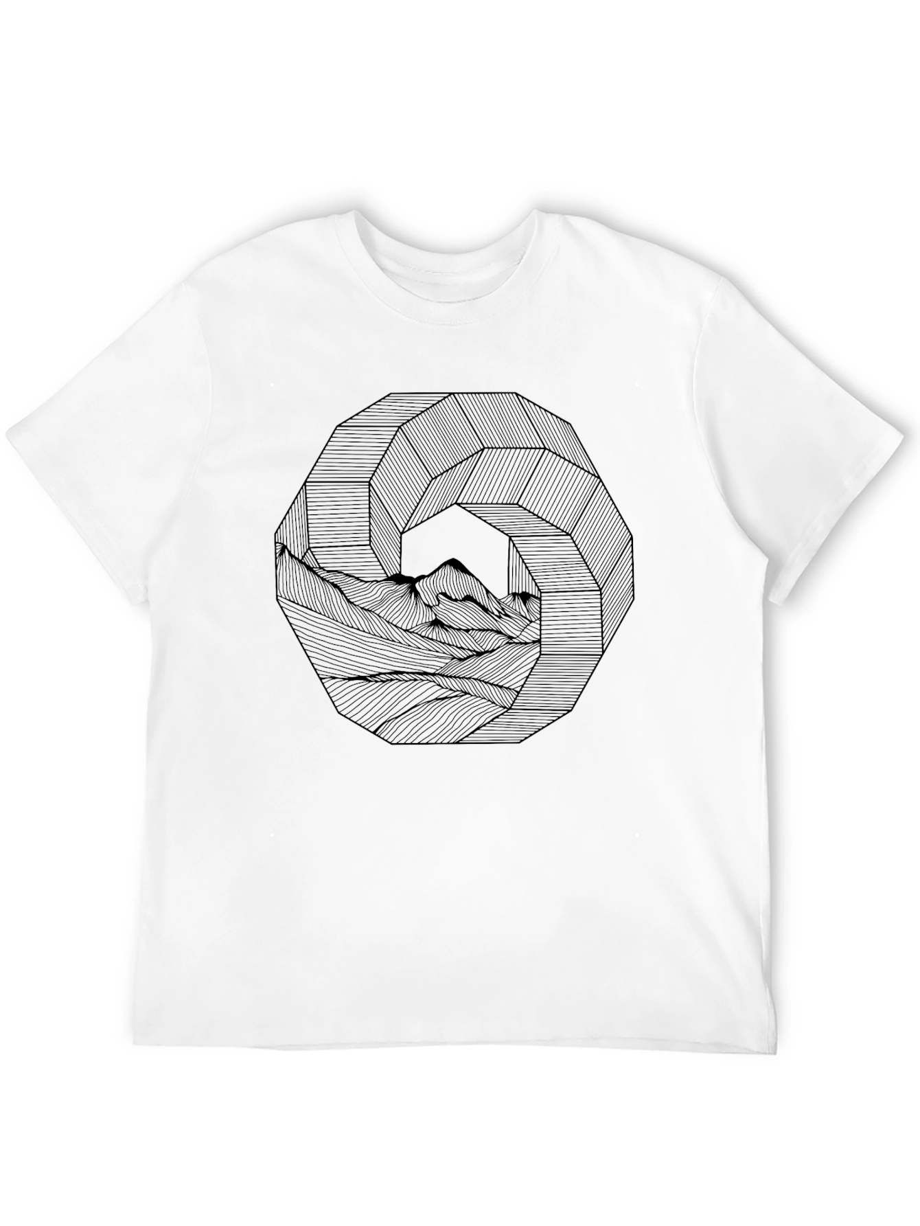 Geometric Mountainscape Black Graphic Tee