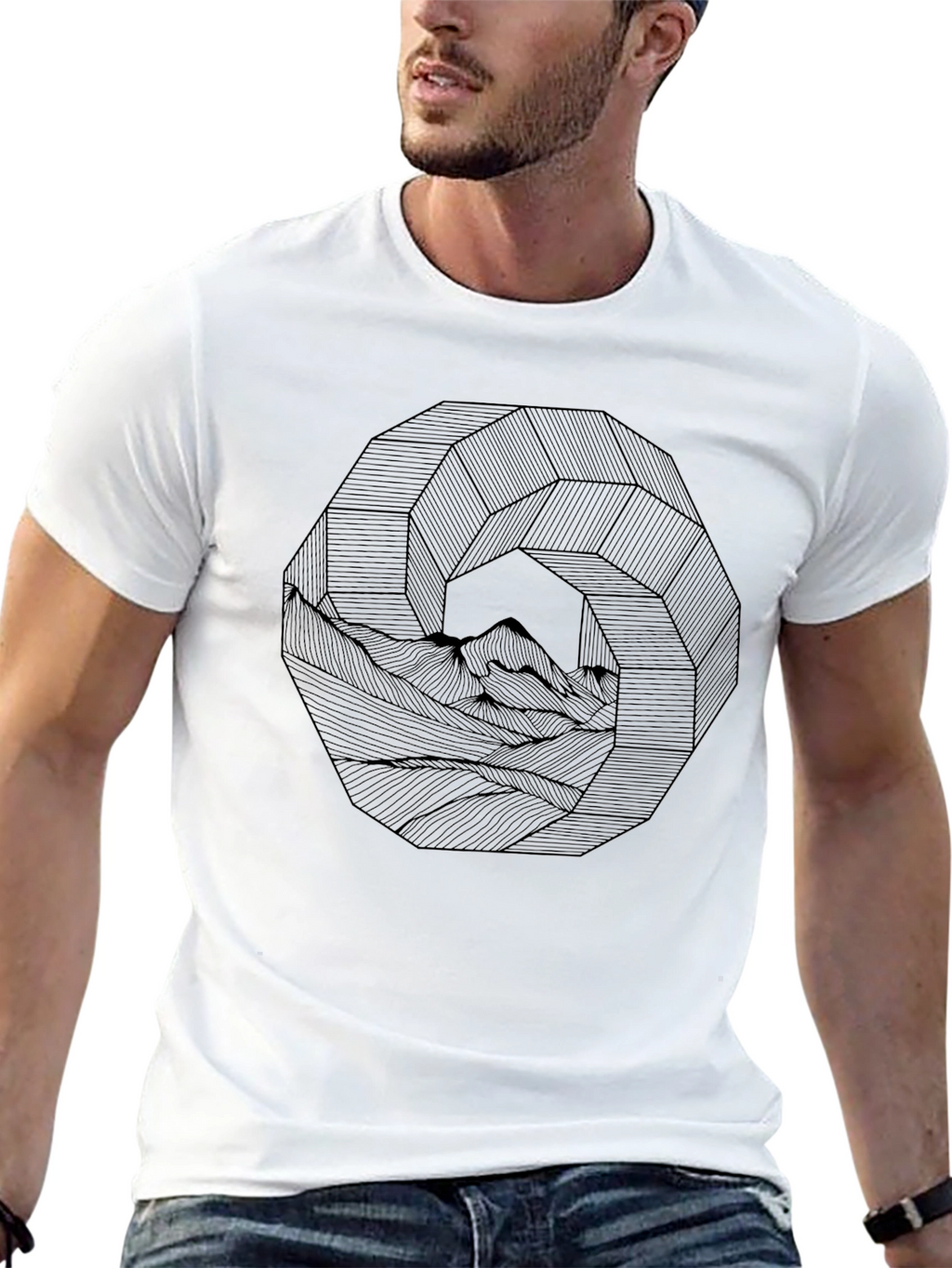 Geometric Mountainscape Black Graphic Tee