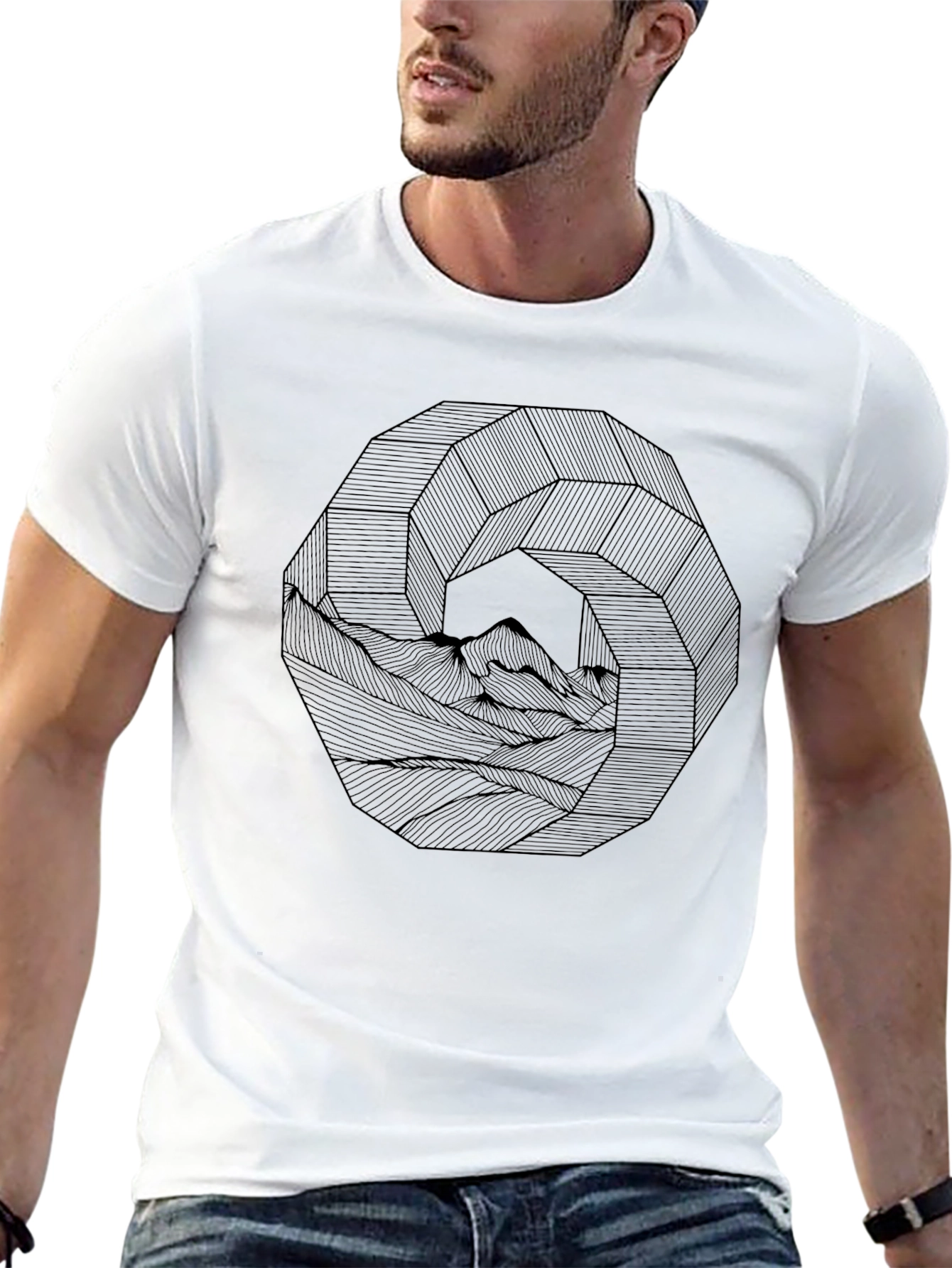 Geometric Mountainscape Black Graphic Tee