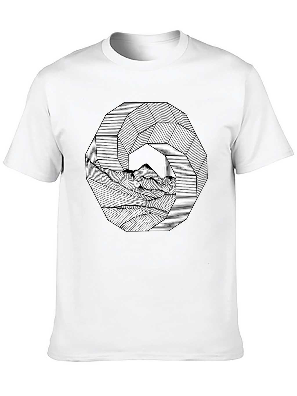 Geometric Mountainscape Black Graphic Tee
