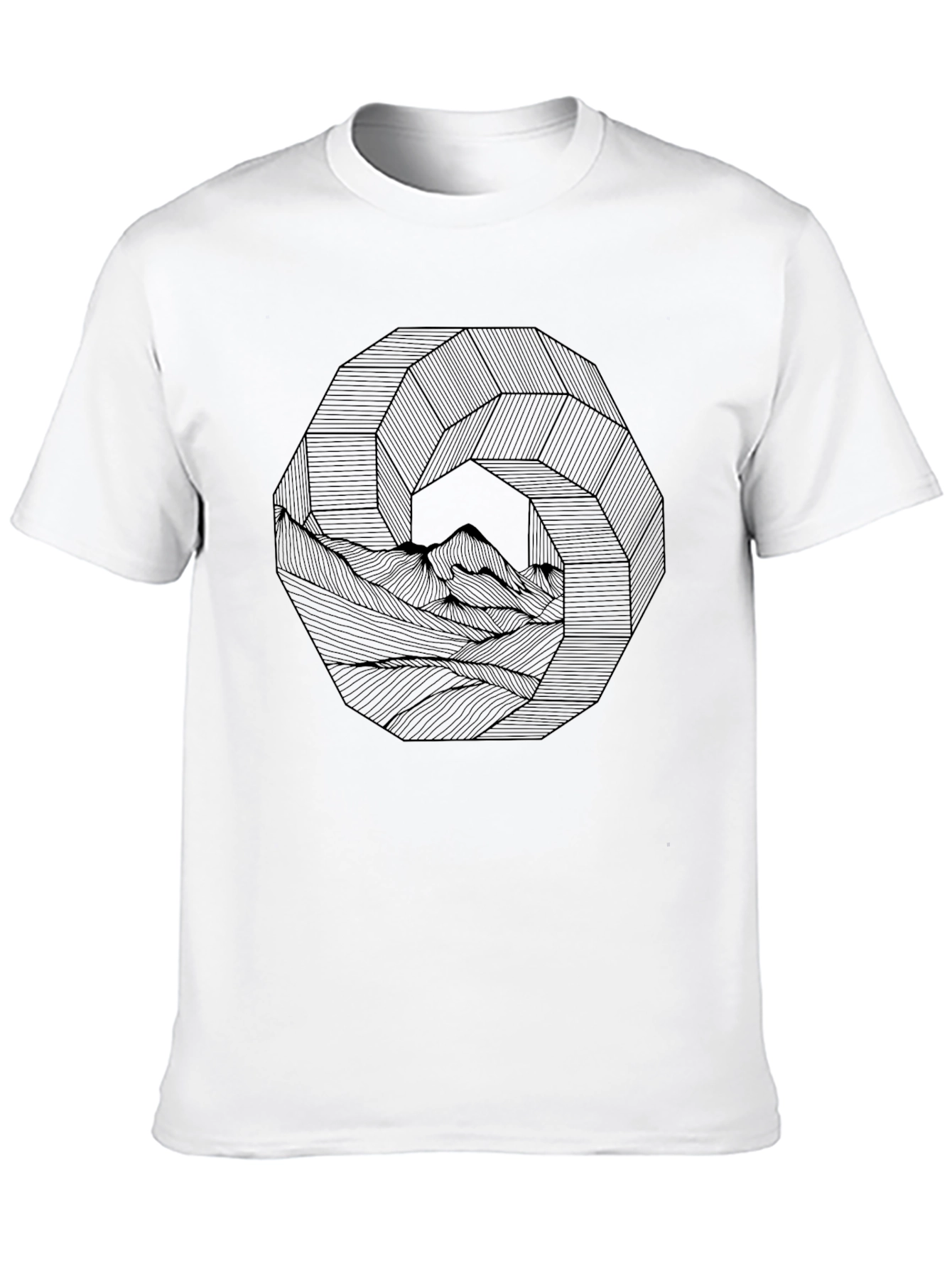 Geometric Mountainscape Black Graphic Tee